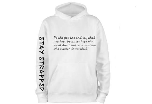 White with words on front