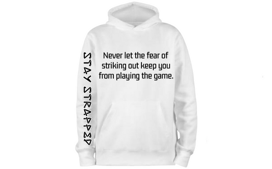 White with words on front 